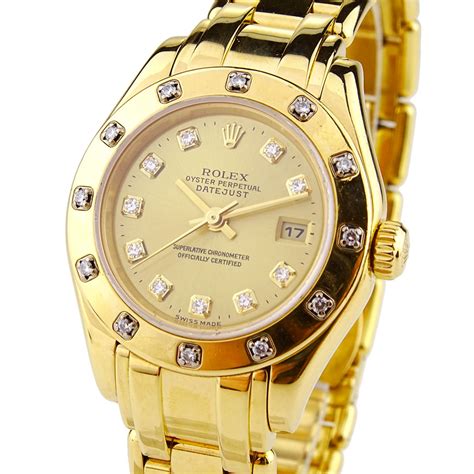 ladies 18ct rolex oyster perpetual lady datejust pearlmaster 80318|lady datejust oyster gold.